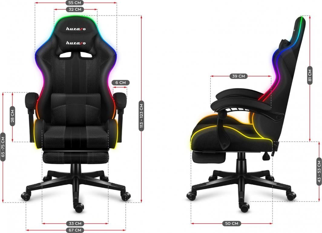 Karrige Huzaro Force 4.7 RGB, e zezë