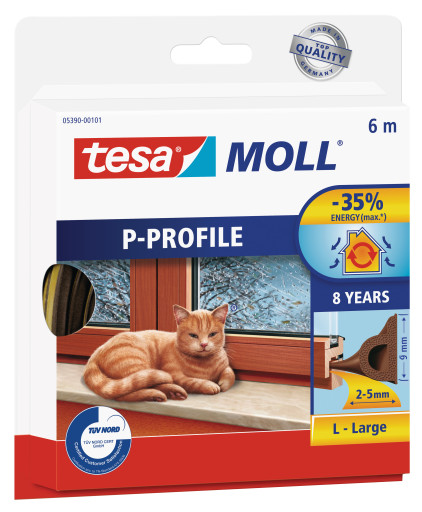 Shirit izolues Tesa, profil P, 9mm x 6m, i kaftë
