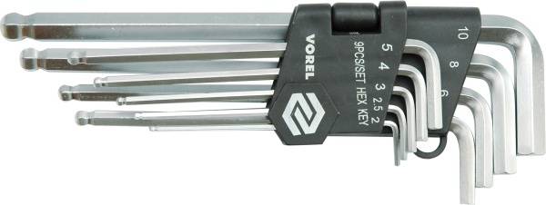 Set çelësash Vorel hex L, 2-10 mm, 9 copë