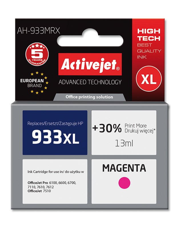 Ngjyrë për printer Activejet AH-933MRX (zëvendësim për HP 933XL CN055AE), 14 ml, vjollcë Ngjyrë për printer Activejet AH-933MRX (zëvendësim për HP 933XL CN055AE), 14 ml, vjollcë