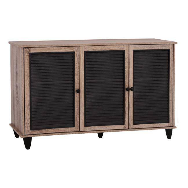 Raft për këpucë 3-dyersh Sonama&e zezë 112×30×68.5 cm (HM2267.02), zezë