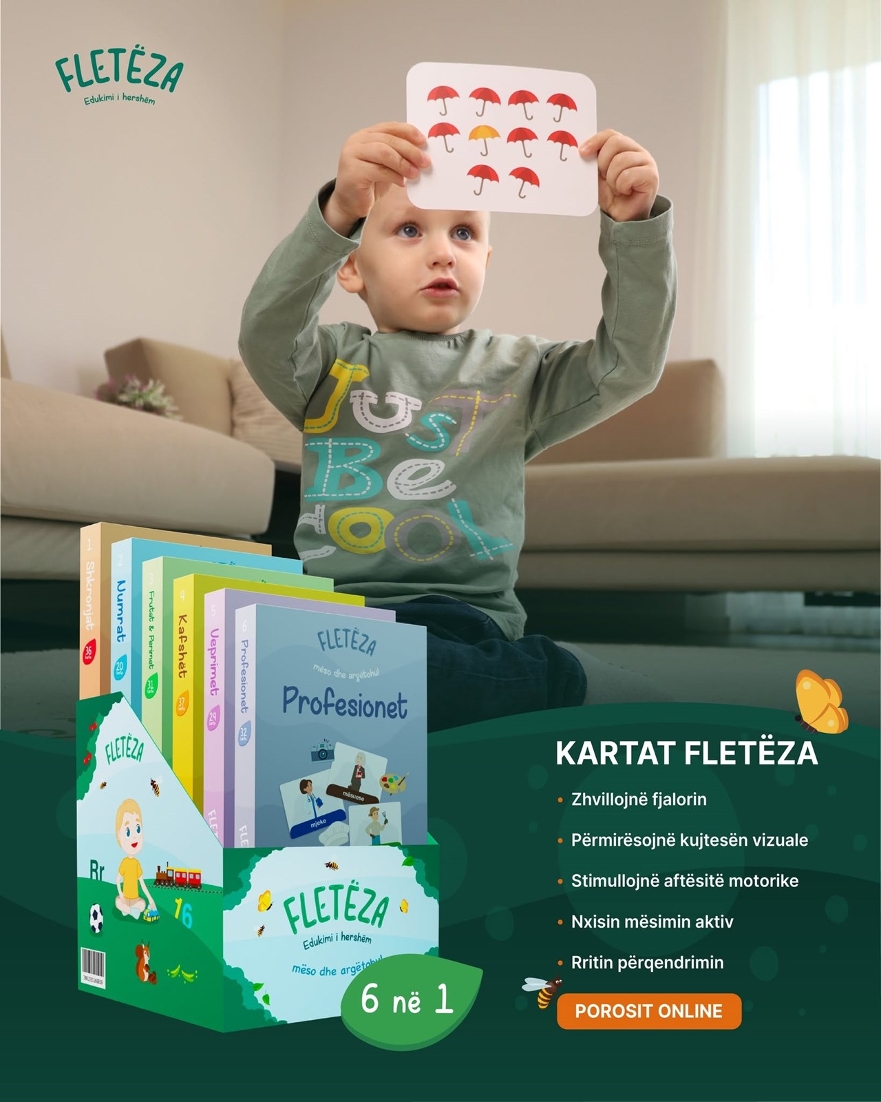 Karta edukative Fletëza, 6 në 1, 180 copë