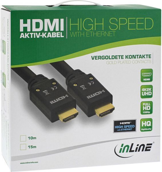 Kabllo HDMI InLine	(17510B), 10 m, e zezë