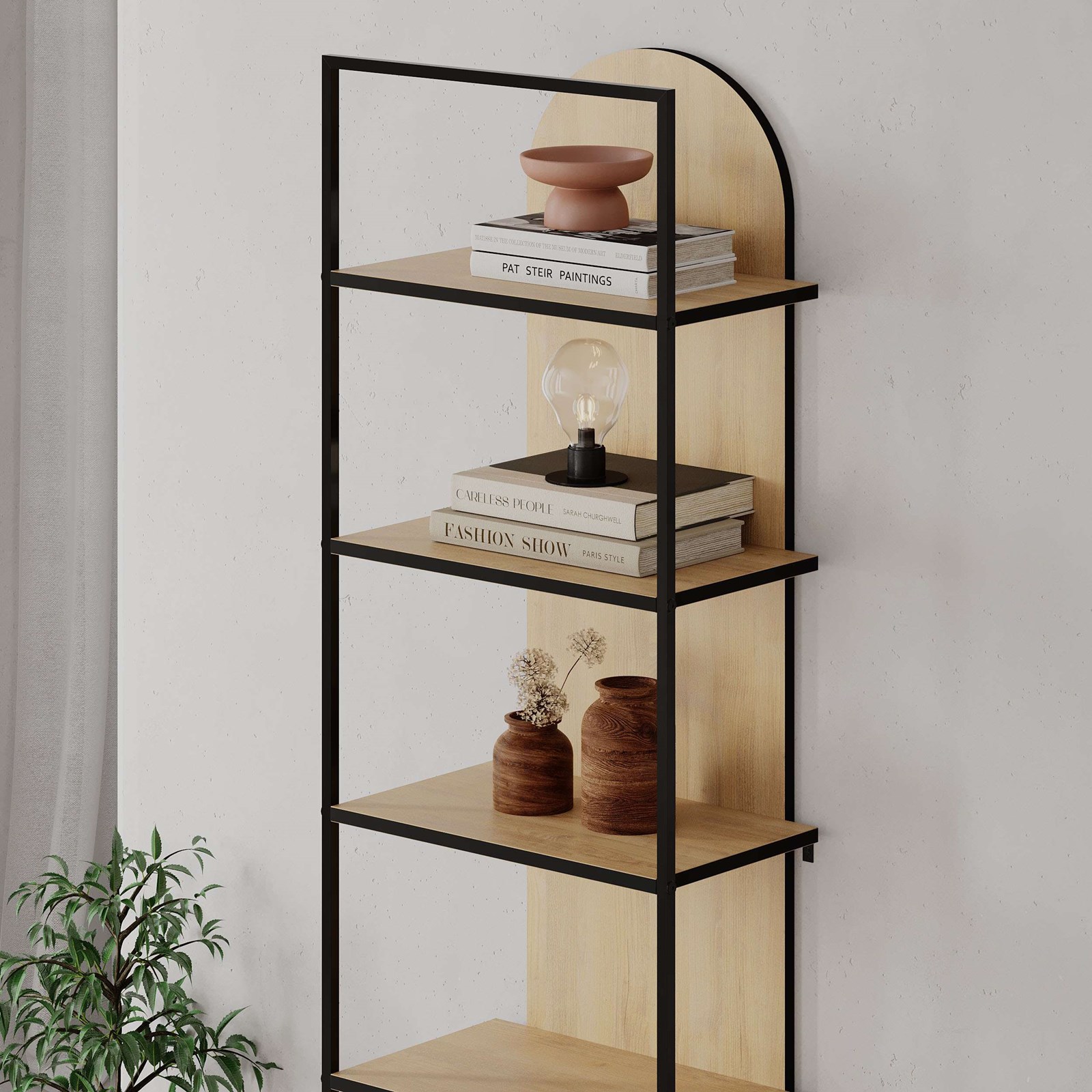 Raft për libra Decortie Archy 180x53x31.7cm, kafe e hapur/zezë