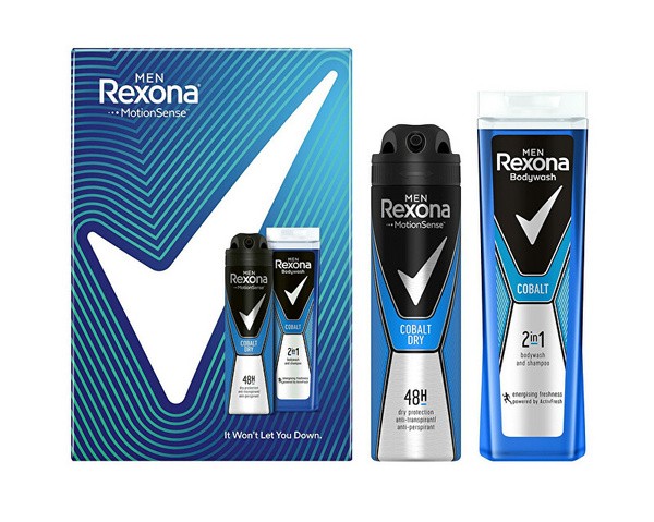 Set për trup Rexona Cobalt, Xhel dushi dhe shampo 2 në 1 250 ml + Antiperspirant 150 ml
