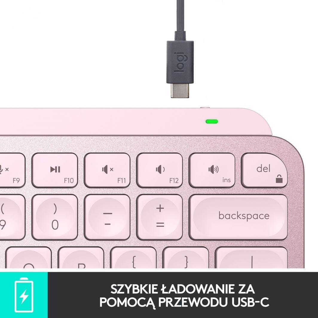 Logitech MX Keys Mini Безжична Осветлена Тастатура, Rose