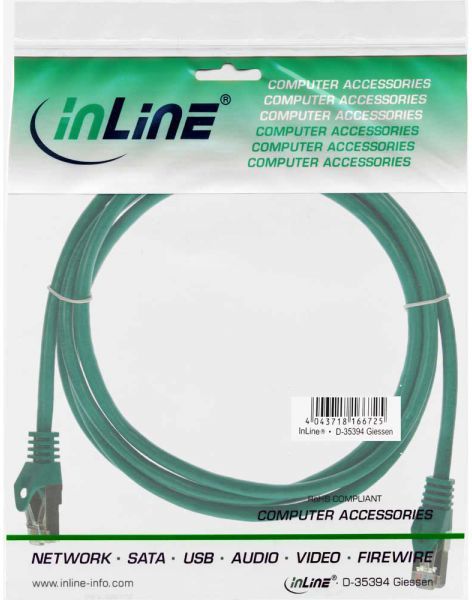 Kabllo rrjeti InLine Patchcord SF/UTP, Cat.5e, e gjelbër, 2m (72502G)