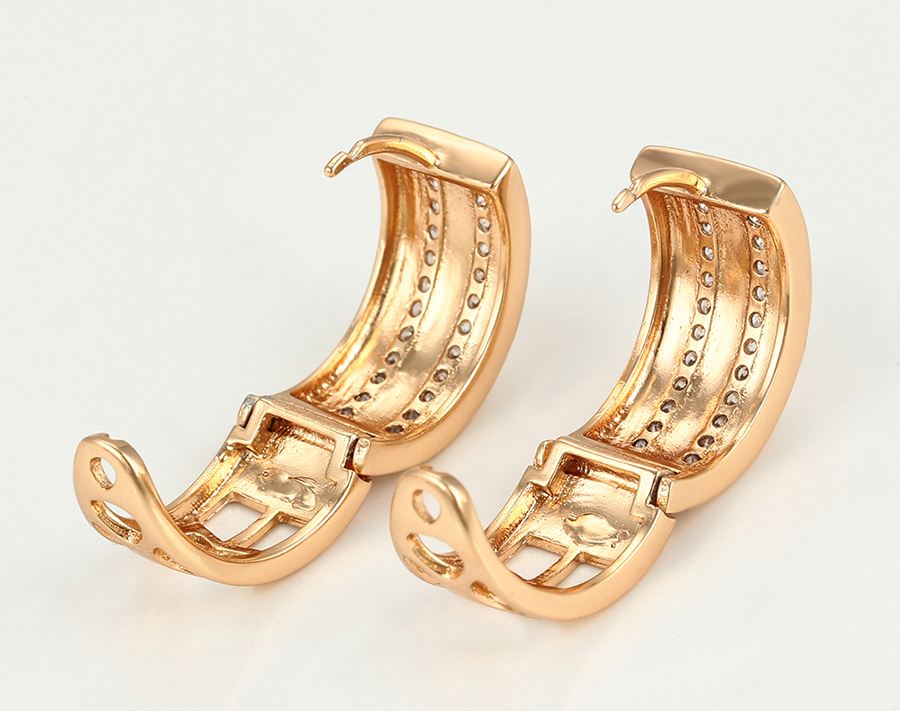 Set Xuping të praruar në ari 18 kratësh - unazë + vathë, artë/15.70mm/#9