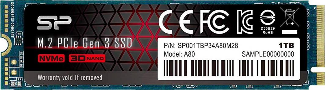 Disk SSD Silicon Power P34A80, 1TB, M.2 2280 PCI-E x4 Gen3 NVMe Disk SSD Silicon Power P34A80, 1TB, M.2 2280 PCI-E x4 Gen3 NVMe