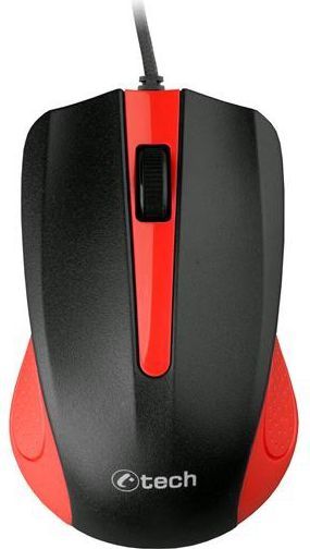 Maus C-Tech WM-01R, me kabllo, USB, i zi dhe i kuq