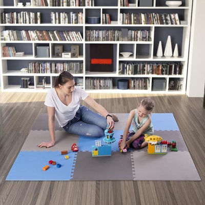 Shtresë për ushtrime One Fitness puzzle, 9 pjesë, e kaltër/e hirtë