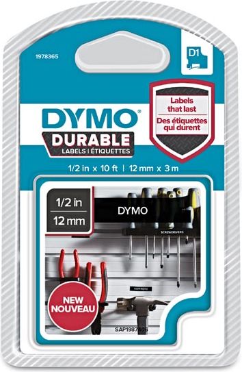 Fjongo për printer të etiketave Dymo D1 Permanent 1978 365, 3m, 12mm, i zi