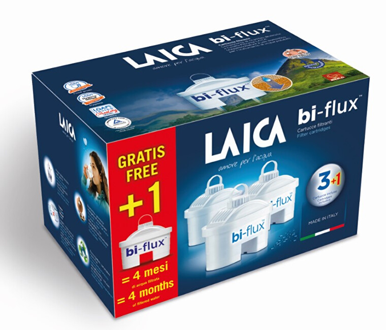 Filtera për ujë të pastër Laica F3 + 1M Bi-flux, 4 copë