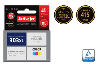 Ngjyrë për printer Activejet AH-303CRX (zëvendësim për HP 303XL T6N03AE), 18 ml, e kaltër / vjollcë /  e verdhë