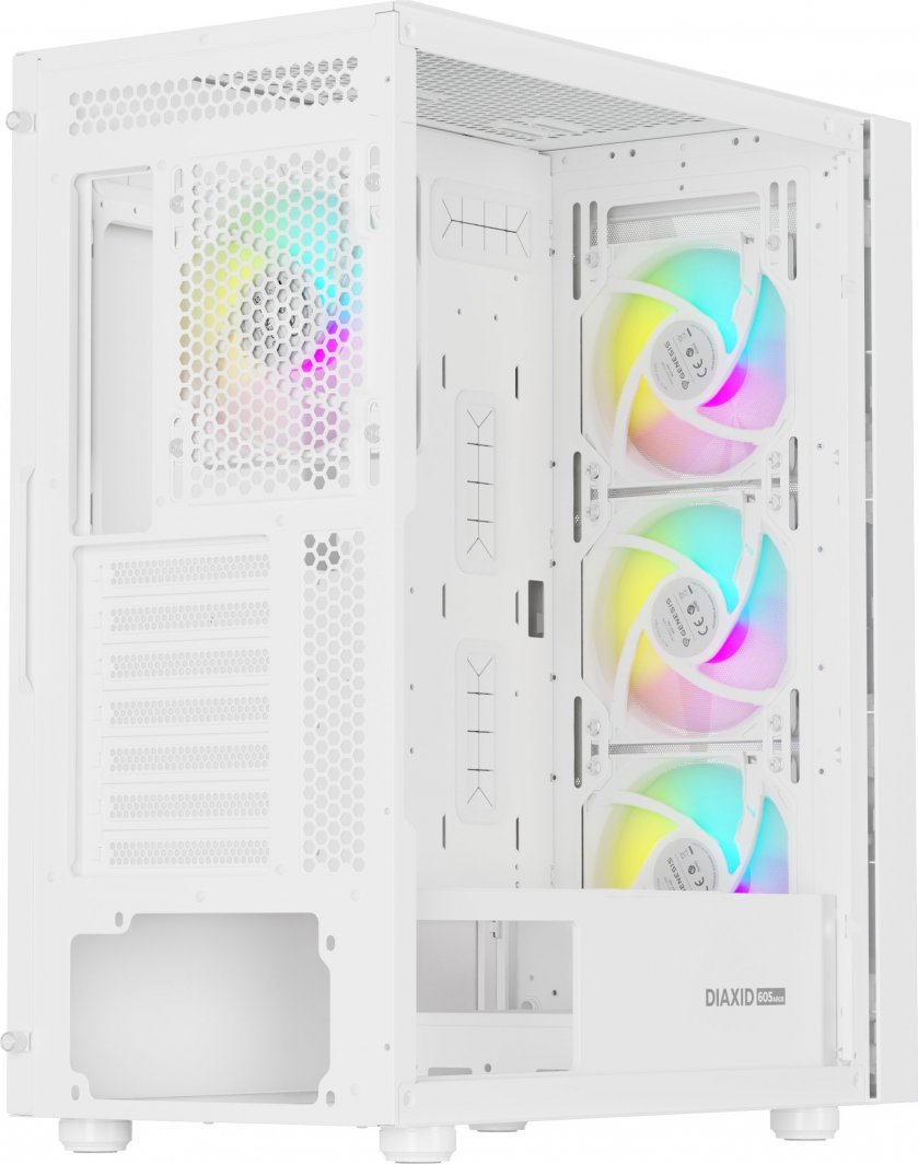 Куќиште за компјутер Genesis Diaxid 605 ARGB, бело, Midi Tower