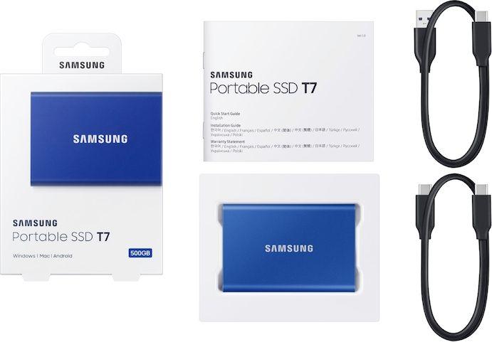 Disk i jashtëm Samsung SSD T7 2 TB (MU-PC2T0H / WW), i kaltër