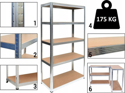 Raft TopEshop G9030 MDF, 175 kg, i argjendtë
