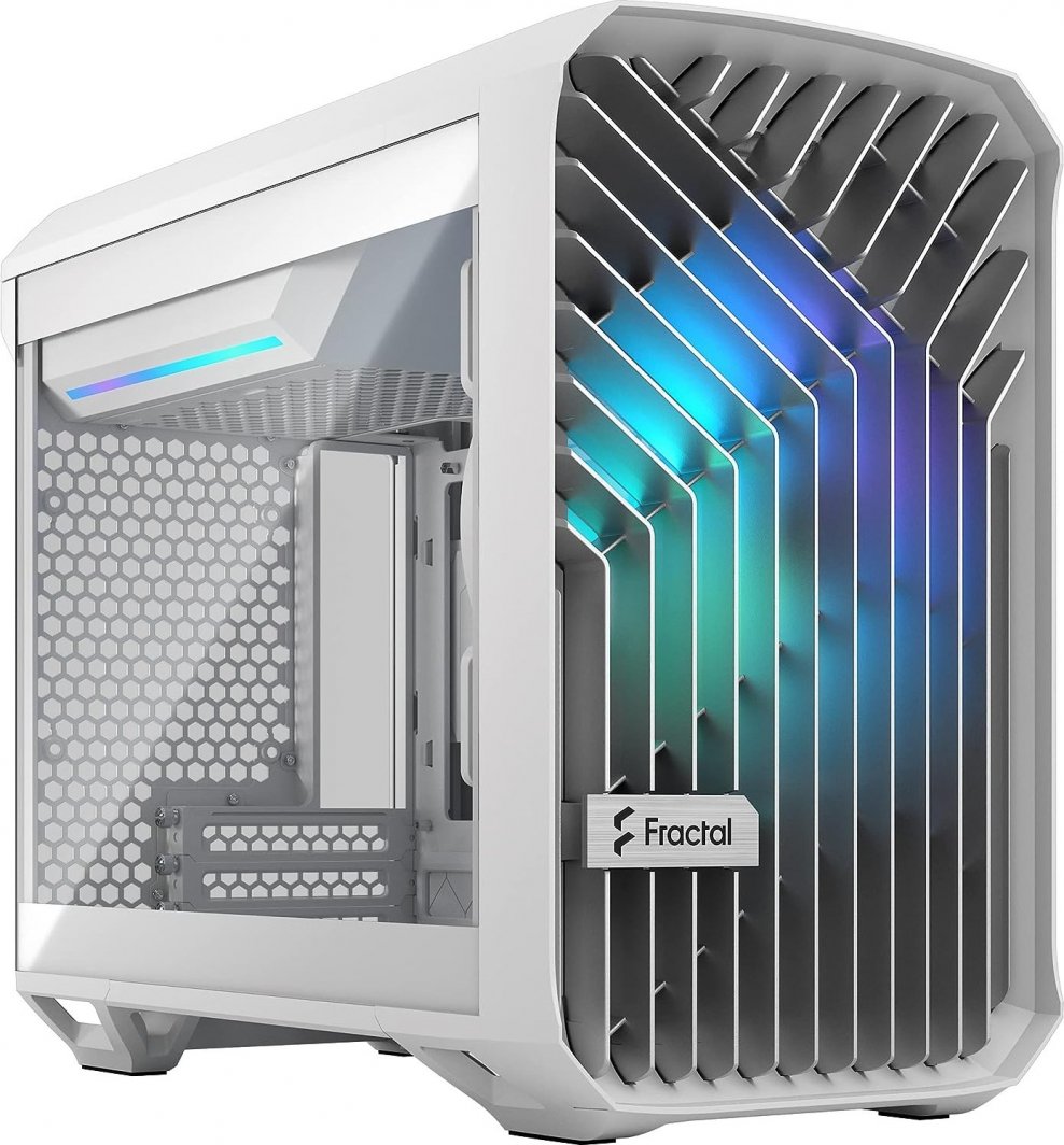 Kasë Fractal Design Torrent Nano RGB, e bardhë TG Clear Tint, Micro Tower