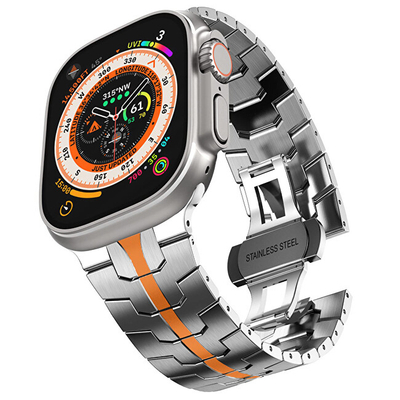Rrip ore 4wrist Iron Man Steel për Apple Watch 42/44/45/49 mm, i argjendtë