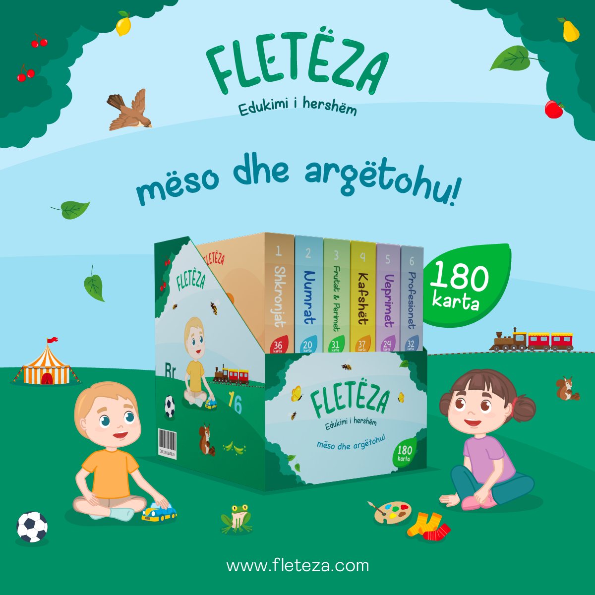 Karta edukative Fletëza, 6 në 1, 180 copë