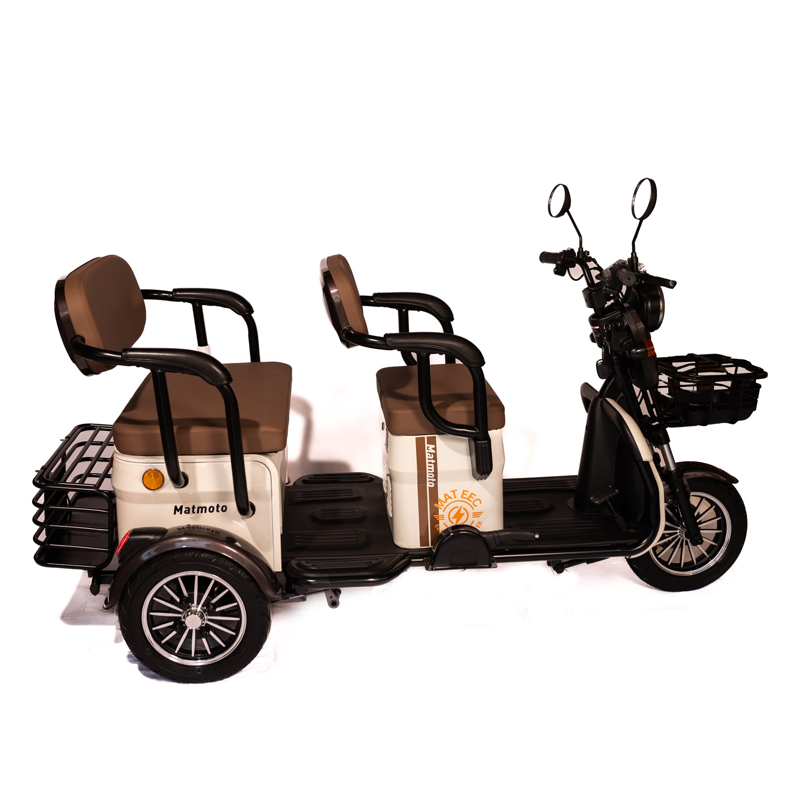 Skuter elektrik për 3 persona Mat Moto Motorcycle, 25 km/h, 1800W, i zi/ kaftë i errët