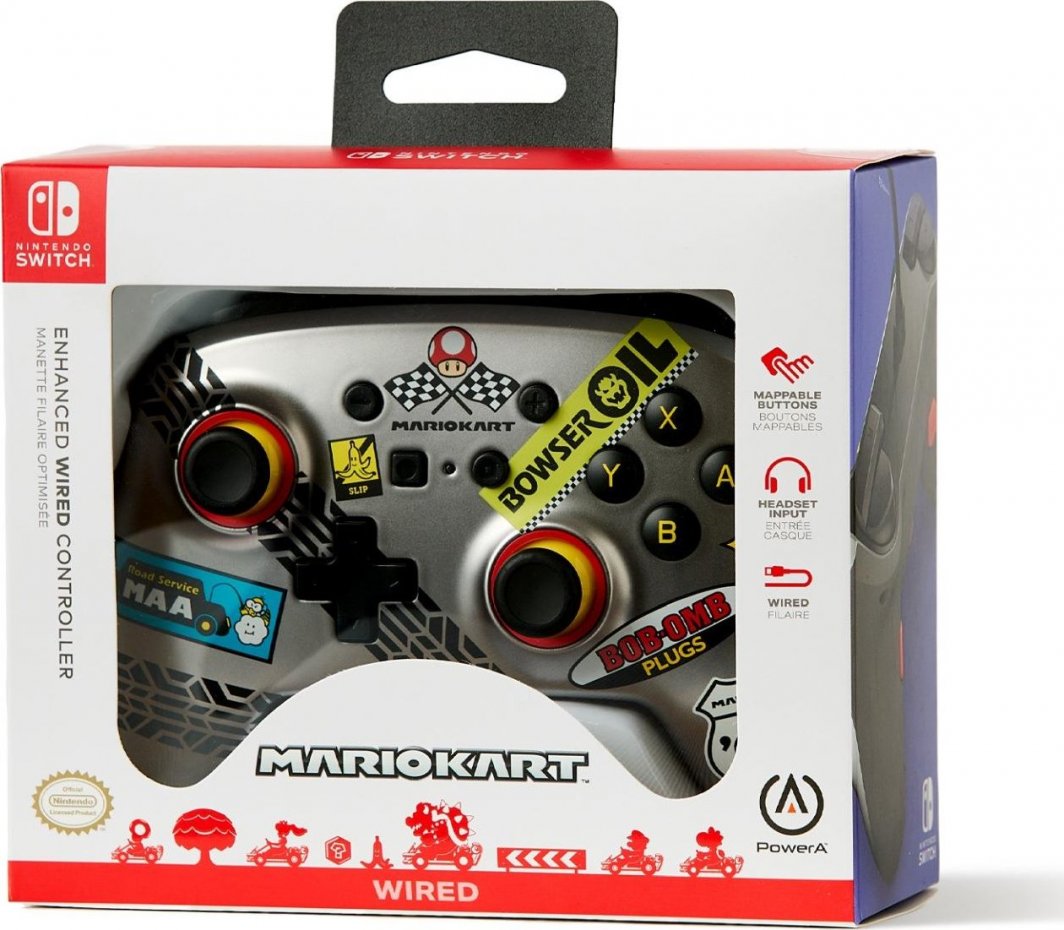 Kontroller PowerA Enhanced Mario Kart, me kabllo, shumëngjyrësh