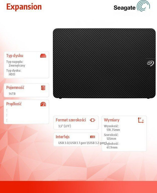 Hard disk i jashtëm Seagate Expansion Desktop, 14TB, i zi