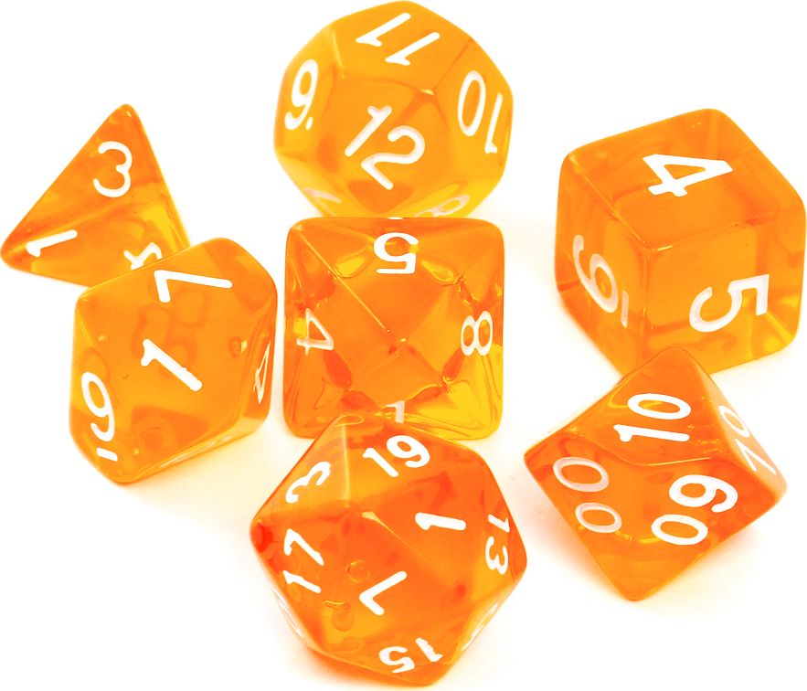Set zaresh Rebel RPG Crystal, 7 copë, portokalli