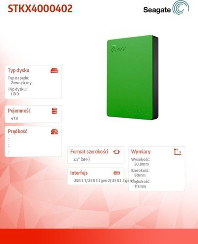 Disk i jashtëm për Xbox Seagate Game Drive, 4TB, USB 3.2 Gen 1, i zi