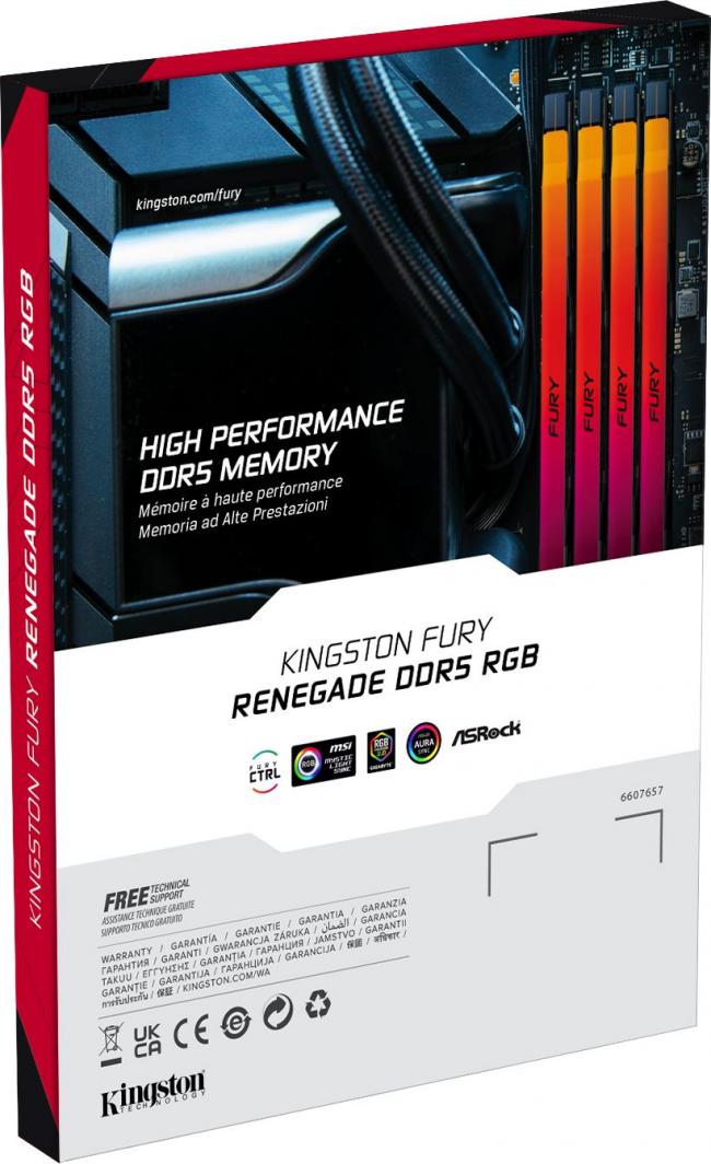 Memorie RAM Kingston Fury Renegade RGB, DDR5, 32GB, 6400MHz, CL32