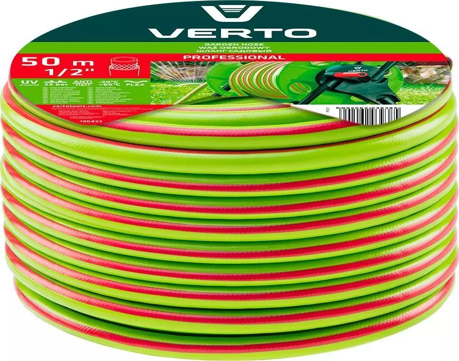 Zorrë VERTO Professional (15G822), 50m,1/2", e gjelbërt/kuqe