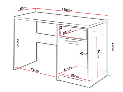 Tavolinë pune POK PO-09, hirtë e errët