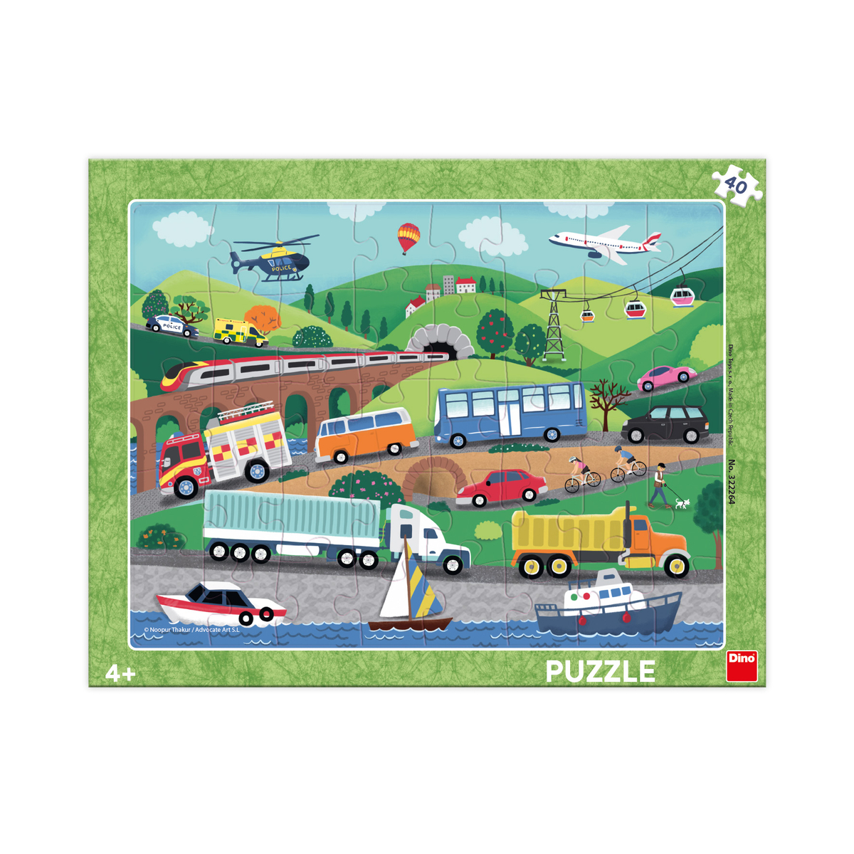 Puzzle Dino Means of Transport, 40 pjesë, 4+ vjeç