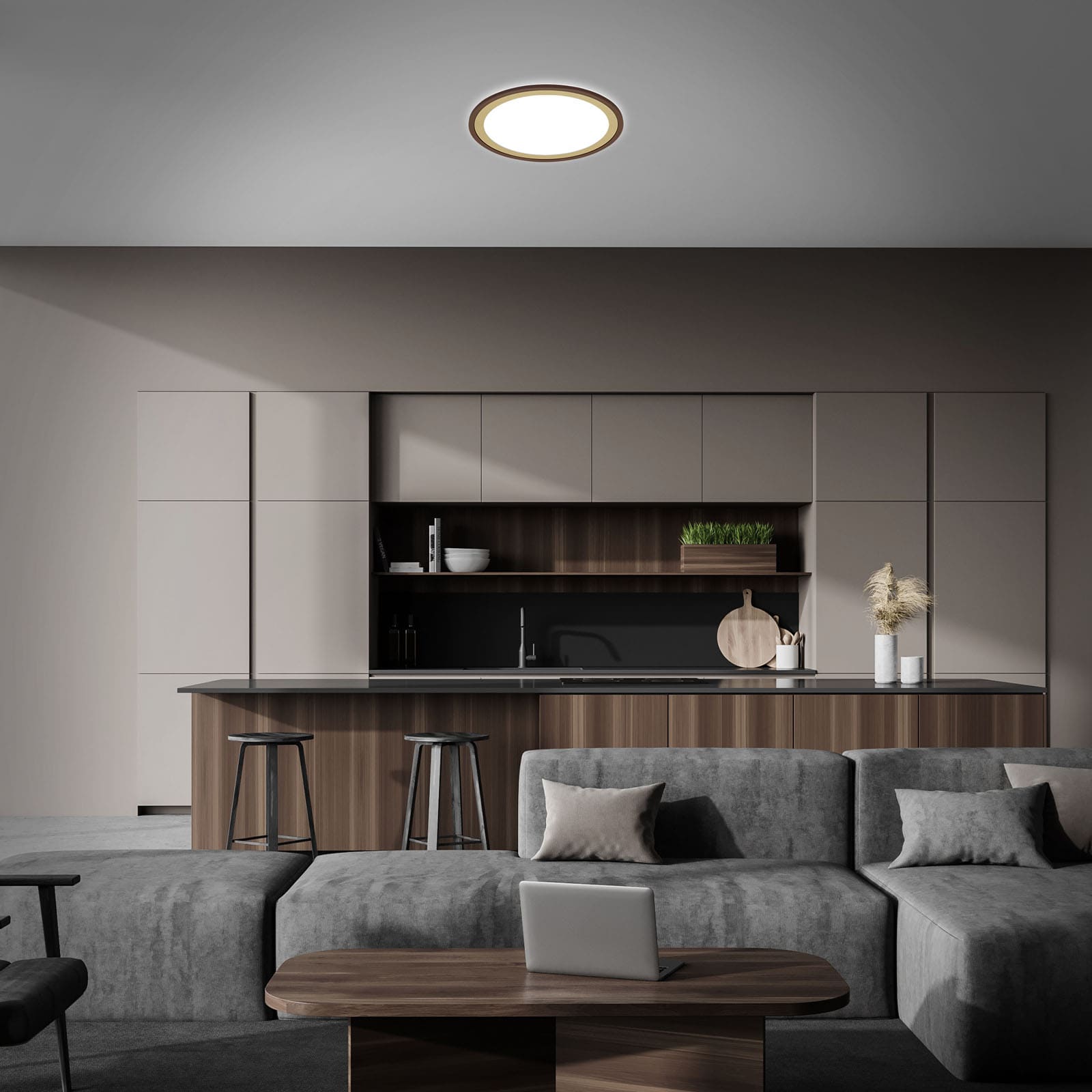 Ndriçues Briloner Led 42 cm, 22W, 3000 lm, kafe/ari
