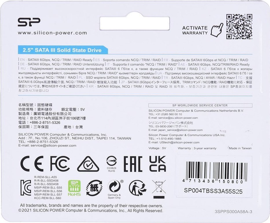 SSD диск Silicon Power A55, 4TB, 2.5" SATA III