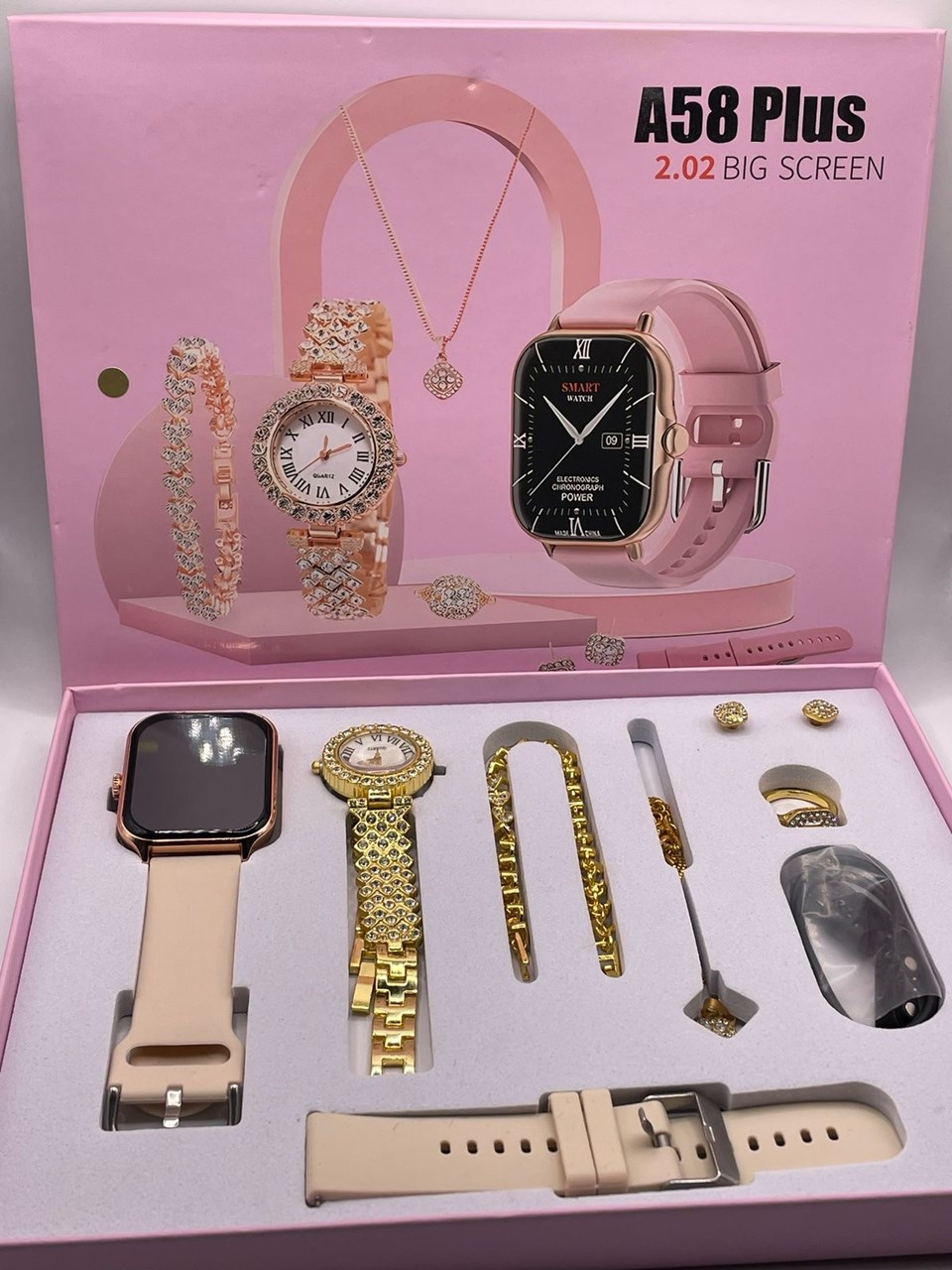 Set për femra - orë e mençur, orë klasike, vathë, unazë, byzylyk, qafore ZTX A58PLUS