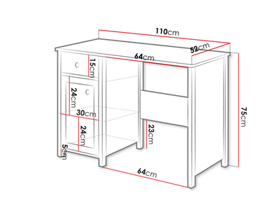 Tavolinë pune LUNA LN-03 me 1 sirtar, bardhë, rozë