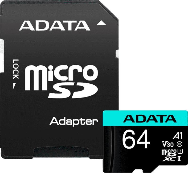 MicroSDXC Premier Pro 64GB UHS1 U3 V30 A2 + adapter (AUSDX64GUI3V30SA2-RA1)