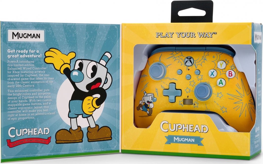 Kontroller PowerA XS Enhanced Cuphead, me kabllo, i verdhë