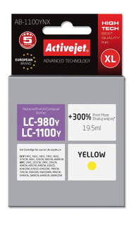 Ngjyrë për printer Activejet AB-1100YNX (zëvendësim për Brother LC1100Y/980Y), 19.5 ml, e verdhë