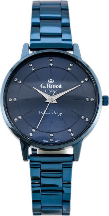Orë dore G.Rossi Classic Fashionable, mekanizëm quartz, rrip lëkure, blu navy