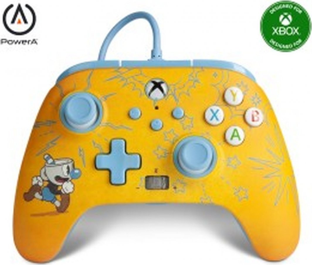 Kontroller PowerA XS Enhanced Cuphead, me kabllo, i verdhë