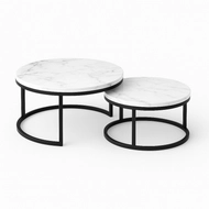 Set tavolina RUNO Sag Metal, të bardha/ imitim mermeri