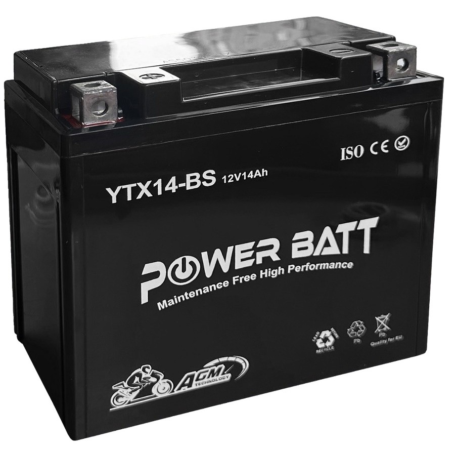 Bateri për motoçikletë Power Batt YTX14-BS, 12V 14-AH