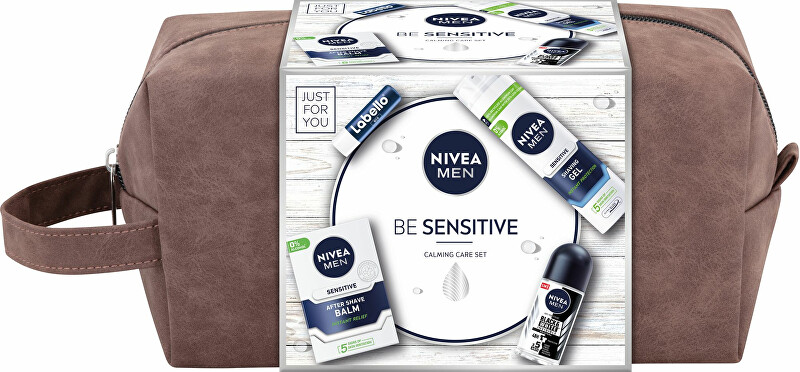 Set për trup Nivea Be Sensitive, Xhel rroje 200 ml + Balsam pas rroje 100 ml + Antipersipriant 50 ml + Balsam për buzë 4.8 g