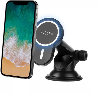 Mbajtës me karikim wireless FIXED MagClick XL, mbështetje MagSafe, 15W, i zi