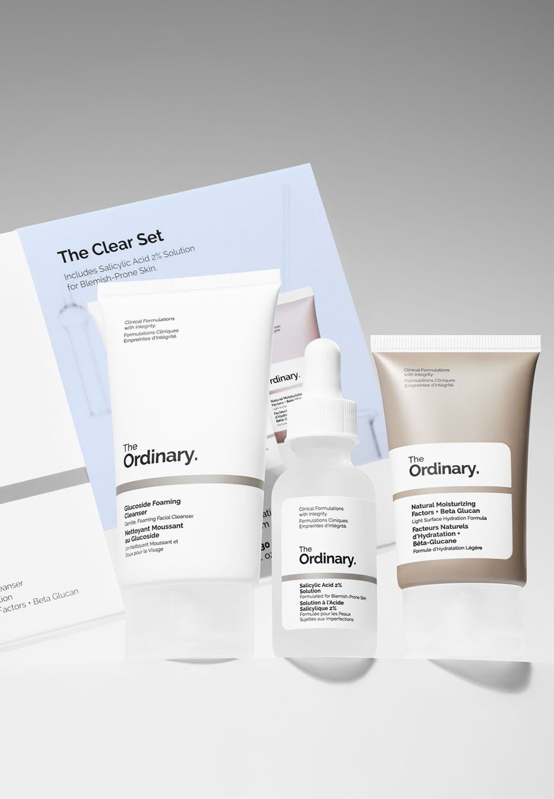 Set The Ordinary Glucoside Foaming Cleanser, 50ml & Salicylic acid 2% solution, 30ml & Natural Moisturizing Factors + HA, 30ml