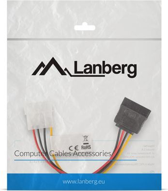 Kabëll LANBERG Molex 4-pin SATA 15-pin 15cm (CA-HDSA-10CU-0015)
