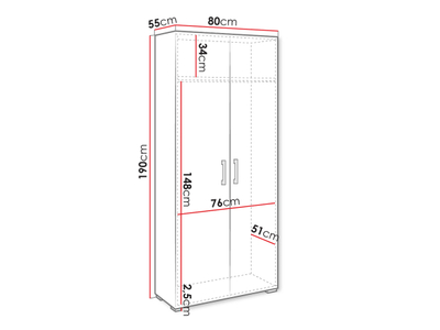Dollap Toteri 2D (80 x 190 x 55)