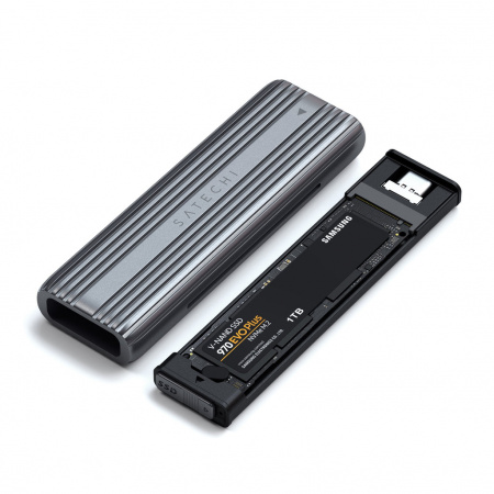 Kuti për disk Satechi USB-C NVMe & SATA SSD, e hirtë